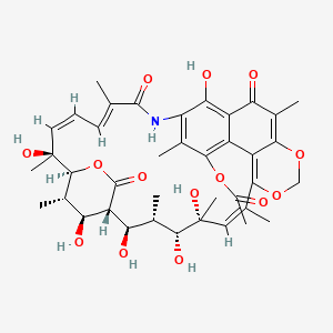 molecular formula C39H47NO14 B15480365 [(1R,2R,3S,4R,5R,6Z,22E,24Z,26S,27S,30S,31S)-2,4,5,26,30,32-hexahydroxy-3,5,7,13,18,22,26,31-octamethyl-14,21,29-trioxo-9,11,28-trioxa-20-azapentacyclo[25.2.2.18,12.115,19.016,33]tritriaconta-6,8(33),12,15(32),16,18,22,24-octaen-17-yl] acetate 