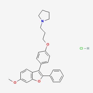 Pyrrolidine, 1-(3-(p-(6-methoxy-2-phenyl-3-benzofuranyl)phenoxy)propyl)-, hydrochloride