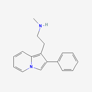 molecular formula C17H18N2 B15483058 Indolizine, 1-(2-(methylamino)ethyl)-2-phenyl- CAS No. 13452-61-4