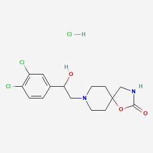 molecular formula C15H19Cl3N2O3 B15483374 1-Oxa-3,8-diazaspiro(4.5)decan-2-one, 8-((3,4-dichloro-beta-hydroxy)phenethyl)-, hydrochloride CAS No. 23804-91-3