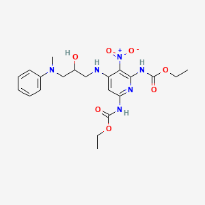 ethyl N-[6-(ethoxycarbonylamino)-4-[[2-hydroxy-3-(N-methylanilino)propyl]amino]-3-nitropyridin-2-yl]carbamate