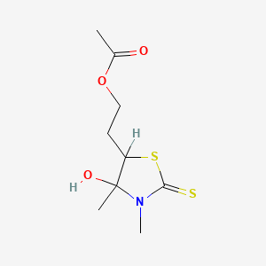 molecular formula C9H15NO3S2 B15483514 2-(4-Hydroxy-3,4-dimethyl-2-sulfanylidene-1,3-thiazolidin-5-yl)ethyl acetate CAS No. 23509-56-0