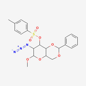 molecular formula C21H23N3O7S B15483591 (7-Azido-6-methoxy-2-phenyl-4,4a,6,7,8,8a-hexahydropyrano[3,2-d][1,3]dioxin-8-yl) 4-methylbenzenesulfonate CAS No. 17460-36-5