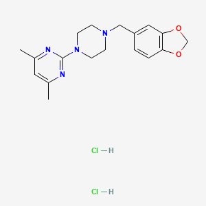 molecular formula C18H24Cl2N4O2 B15483625 Pyrimidine, 4,6-dimethyl-2-(4-piperonyl-1-piperazinyl)-, dihydrochloride CAS No. 21279-96-9