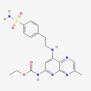 molecular formula C19H22N6O4S B15483735 ethyl N-[3-methyl-8-[2-(4-sulfamoylphenyl)ethylamino]pyrido[2,3-b]pyrazin-6-yl]carbamate CAS No. 21271-93-2