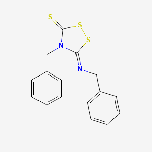 molecular formula C16H14N2S3 B15483990 4-Benzyl-5-(benzylimino)-1,2,4-dithiazolidine-3-thione CAS No. 21494-82-6