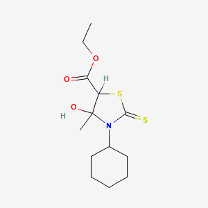 3-Cyclohexyl-4-hydroxy-4-methyl-2-thioxo-5-thiazolidinecarboxylic acid ethyl ester