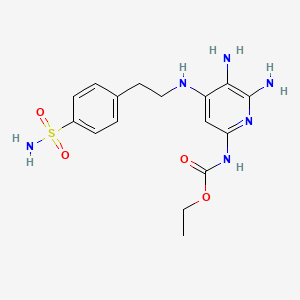 ethyl N-[5,6-diamino-4-[2-(4-sulfamoylphenyl)ethylamino]-2-pyridyl]carbamate