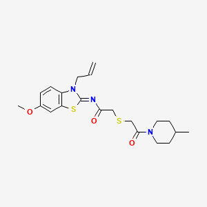 N-[6-Methoxy-3-(prop-2-en-1-yl)-1,3-benzothiazol-2(3H)-ylidene]-2-{[2-(4-methylpiperidin-1-yl)-2-oxoethyl]sulfanyl}acetamide