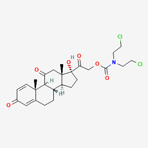 [2-[(8S,9S,10R,13S,14S,17R)-17-hydroxy-10,13-dimethyl-3,11-dioxo-6,7,8,9,12,14,15,16-octahydrocyclopenta[a]phenanthren-17-yl]-2-oxoethyl] N,N-bis(2-chloroethyl)carbamate