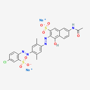 molecular formula C26H20ClN5Na2O8S2 B15489841 Disodium 7-(acetylamino)-3-((4-((4-chloro-2-sulphonatophenyl)azo)-2,5-dimethylphenyl)azo)-4-hydroxynaphthalene-2-sulphonate CAS No. 5873-19-8