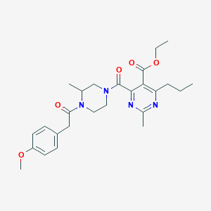 Ethyl 4-{4-[(4-methoxyphenyl)acetyl]-3-methylpiperazine-1-carbonyl}-2-methyl-6-propylpyrimidine-5-carboxylate