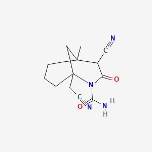 4-Cyano-1-(cyanomethyl)-5-methyl-3-oxo-2-azabicyclo[3.3.1]nonane-2-carboxamide