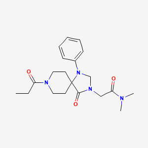 N,N-dimethyl-2-(4-oxo-1-phenyl-8-propanoyl-1,3,8-triazaspiro[4.5]decan-3-yl)acetamide