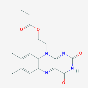 molecular formula C17H18N4O4 B15490399 2-(7,8-Dimethyl-2,4-dioxo-3,4-dihydrobenzo[g]pteridin-10(2h)-yl)ethyl propanoate CAS No. 5411-21-2