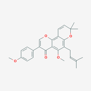 5-Methoxy-3-(4-methoxyphenyl)-8,8-dimethyl-6-(3-methylbut-2-en-1-yl)-4h,8h-pyrano[2,3-f]chromen-4-one