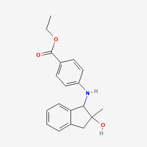 molecular formula C19H21NO3 B15490478 Ethyl 4-[(2-hydroxy-2-methyl-1,3-dihydroinden-1-yl)amino]benzoate CAS No. 3199-90-4