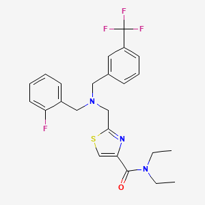 molecular formula C24H25F4N3OS B15490518 N,N-diethyl-2-[[(2-fluorophenyl)methyl-[[3-(trifluoromethyl)phenyl]methyl]amino]methyl]-1,3-thiazole-4-carboxamide CAS No. 6031-50-1