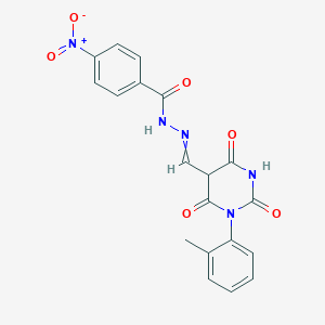 N-[[1-(2-methylphenyl)-2,4,6-trioxo-1,3-diazinan-5-yl]methylideneamino]-4-nitro-benzamide