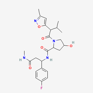 N-[1-(4-fluorophenyl)-3-(methylamino)-3-oxopropyl]-4-hydroxy-1-[3-methyl-2-(3-methyl-1,2-oxazol-5-yl)butanoyl]pyrrolidine-2-carboxamide