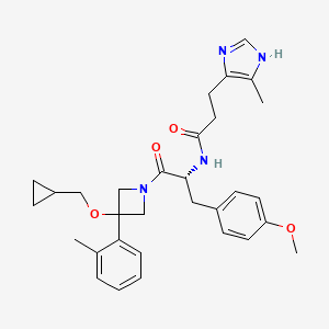 N-[(2R)-1-[3-(cyclopropylmethoxy)-3-(2-methylphenyl)azetidin-1-yl]-3-(4-methoxyphenyl)-1-oxopropan-2-yl]-3-(5-methyl-1H-imidazol-4-yl)propanamide