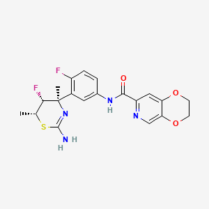 molecular formula C20H20F2N4O3S B15495192 N-[3-[(4R,5R,6R)-2-azanyl-5-fluoranyl-4,6-dimethyl-5,6-dihydro-1,3-thiazin-4-yl]-4-fluoranyl-phenyl]-2,3-dihydro-[1,4]dioxino[2,3-c]pyridine-7-carboxamide 