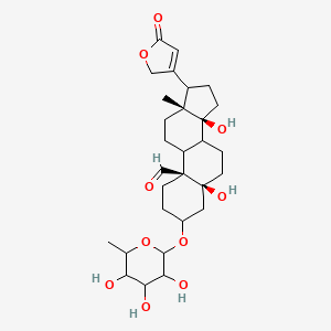 molecular formula C29H42O10 B15495661 (5S,10S,13R,14S)-5,14-dihydroxy-13-methyl-17-(5-oxo-2H-furan-3-yl)-3-[(3,4,5-trihydroxy-6-methyl-2-oxanyl)oxy]-2,3,4,6,7,8,9,11,12,15,16,17-dodecahydro-1H-cyclopenta[a]phenanthrene-10-carboxaldehyde 