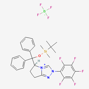 tert-butyl-dimethyl-[[(5S)-2-(2,3,4,5,6-pentafluorophenyl)-6,7-dihydro-5H-pyrrolo[2,1-c][1,2,4]triazol-4-ium-5-yl]-diphenylmethoxy]silane;tetrafluoroborate