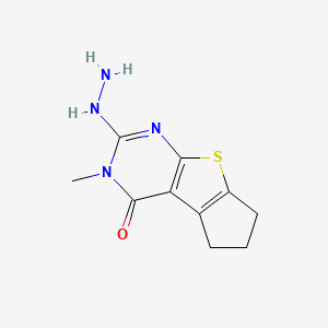 2-hydrazinyl-3-methyl-3,5,6,7-tetrahydro-4H-cyclopenta[4,5]thieno[2,3-d]pyrimidin-4-one