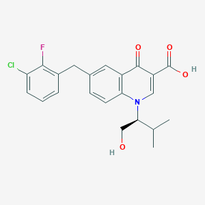 molecular formula C22H21ClFNO4 B15497034 6-[(3-chloro-2-fluoro-phenyl)methyl]-1-[(1S)-1-(hydroxymethyl)-2-methyl-propyl]-4-oxo-quinoline-3-carboxylic acid 