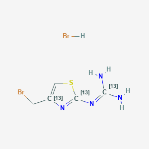 molecular formula C5H8Br2N4S B15497056 1-(4-Bromomethyl-2-thiazoyl)guanidine-13C3, Hydrobromide Salt 