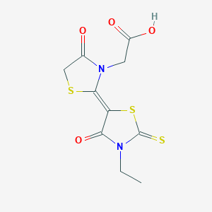 molecular formula C10H10N2O4S3 B15497085 2-[(2E)-2-(3-ethyl-4-oxo-2-sulfanylidene-1,3-thiazolidin-5-ylidene)-4-oxo-1,3-thiazolidin-3-yl]acetic acid 