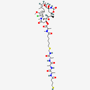 molecular formula C52H78ClN7O14S2 B15497232 [(1S,2R,3S,5S,6S,16Z,18Z,20R,21S)-11-chloro-21-hydroxy-12,20-dimethoxy-2,5,9,16-tetramethyl-8,23-dioxo-4,24-dioxa-9,22-diazatetracyclo[19.3.1.110,14.03,5]hexacosa-10,12,14(26),16,18-pentaen-6-yl] (2S)-2-[methyl-[6-[[[(2S)-2-[[(2R)-2-[[(2S)-2-(4-sulfanylbutanoylamino)propanoyl]amino]propanoyl]amino]propanoyl]amino]methylsulfanyl]hexanoyl]amino]propanoate 