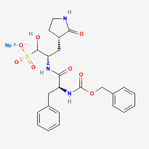 molecular formula C24H28N3NaO8S B15497266 sodium;(2S)-1-hydroxy-3-[(3S)-2-oxopyrrolidin-3-yl]-2-[[(2S)-3-phenyl-2-(phenylmethoxycarbonylamino)propanoyl]amino]propane-1-sulfonate 