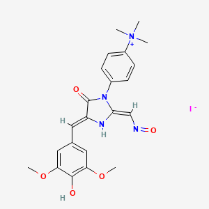 molecular formula C22H25IN4O5 B15497292 [4-[(2E,4Z)-4-[(4-hydroxy-3,5-dimethoxyphenyl)methylidene]-2-(nitrosomethylidene)-5-oxoimidazolidin-1-yl]phenyl]-trimethylazanium;iodide 