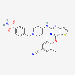 4-[(4-{[4-(4-Cyano-2,6-dimethylphenoxy)thieno[3,2-d]pyrimidin-2-yl]amino}piperidin-1-yl)methyl]benzene-1-sulfonamide