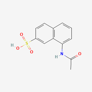 molecular formula C12H11NO4S B15497833 2-Naphthalenesulfonic acid, 8-(acetylamino)- CAS No. 118-37-6