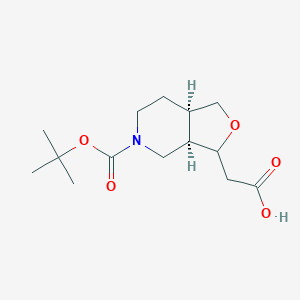 molecular formula C14H23NO5 B15497906 3-Ethoxycarbonylmethyl-hexahydro-furo[3,4-c]pyridine-5-carboxylic acid tert-butyl ester 