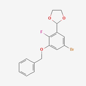 molecular formula C16H14BrFO3 B15498106 2-(3-(Benzyloxy)-5-bromo-2-fluorophenyl)-1,3-dioxolane 