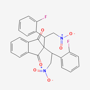 molecular formula C25H18F2N2O6 B15498134 2,2-Bis[1-(2-fluorophenyl)-2-nitroethyl]-1H-indene-1,3(2H)-dione CAS No. 1537-27-5