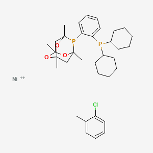 molecular formula C35H49ClNiO3P2+2 B15498232 8-(2-(Dicyclohexylphosphaneyl)phenyl)-1,3,5,7-tetramethyl-2,4,6-trioxa-8-phosphaadamantane nickel(II) o-tolyl chloride 