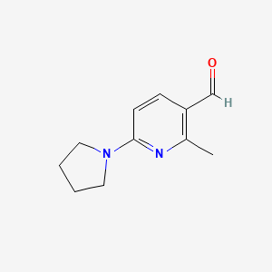 molecular formula C11H14N2O B15498406 2-Methyl-6-(pyrrolidin-1-yl)nicotinaldehyde 