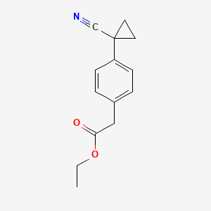 molecular formula C14H15NO2 B15498523 Ethyl 2-(4-(1-cyanocyclopropyl)phenyl)acetate 