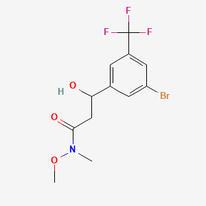 molecular formula C12H13BrF3NO3 B15498701 3-(3-Bromo-5-(trifluoromethyl)phenyl)-3-hydroxy-N-methoxy-N-methylpropanamide 