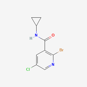 molecular formula C9H8BrClN2O B15498782 2-Bromo-5-chloro-N-cyclopropylnicotinamide 