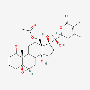 molecular formula C30H40O9 B15498790 [(2R,7S,9R,12R,15S,16R)-15-[(1S)-1-(4,5-Dimethyl-6-oxo-2,3-dihydropyran-2-yl)-1-hydroxyethyl]-12,15-dihydroxy-2-methyl-3-oxo-8-oxapentacyclo[9.7.0.02,7.07,9.012,16]octadec-4-en-16-yl]methyl acetate 