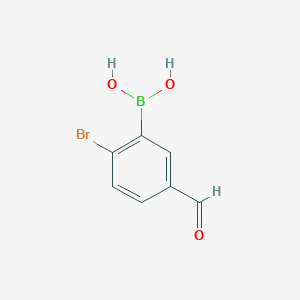 molecular formula C7H6BBrO3 B15498848 2-Bromo-5-formylphenylboronic acid 