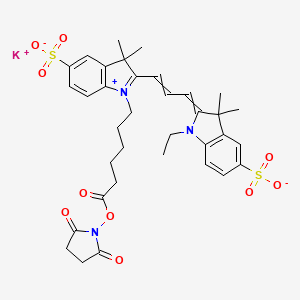 potassium;2-[3-[1-[6-(2,5-dioxopyrrolidin-1-yl)oxy-6-oxohexyl]-3,3-dimethyl-5-sulfonatoindol-1-ium-2-yl]prop-2-enylidene]-1-ethyl-3,3-dimethylindole-5-sulfonate