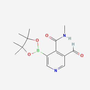 3-formyl-N-methyl-5-(4,4,5,5-tetramethyl-1,3,2-dioxaborolan-2-yl)pyridine-4-carboxamide