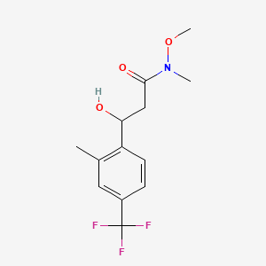 molecular formula C13H16F3NO3 B15500453 3-Hydroxy-N-methoxy-N-methyl-3-(2-methyl-4-(trifluoromethyl)phenyl)propanamide 